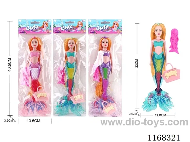 33.5CM Lighted Mermaid + Fish Comb + Bag (3 Colours Mixed) 2*AG13 included