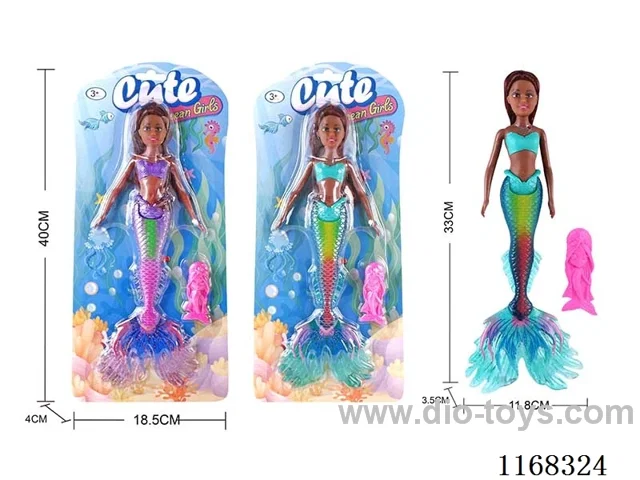 33.5CM Light Up Mermaid + Fish Comb (2 Colours Mixed) 2*AG13 included