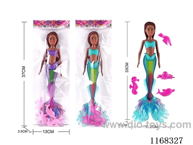 33.5CM illuminated mermaid + 4 animals (2 colours mixed) 2*AG13 included