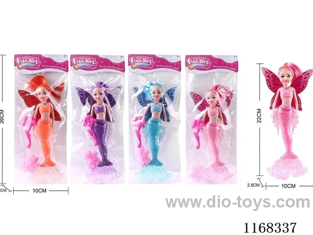 21.5cm Little Kylie Lights Mermaid Butterfly Fairy Doll + Flower Comb + Butterfly Clip 4 Colours Mixed Pack