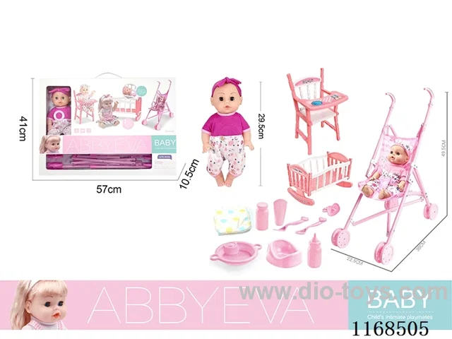29.5cm doll with 4 IC sounds + drinking + trolley + chair + bed 12PCS(Include 3*AG13)