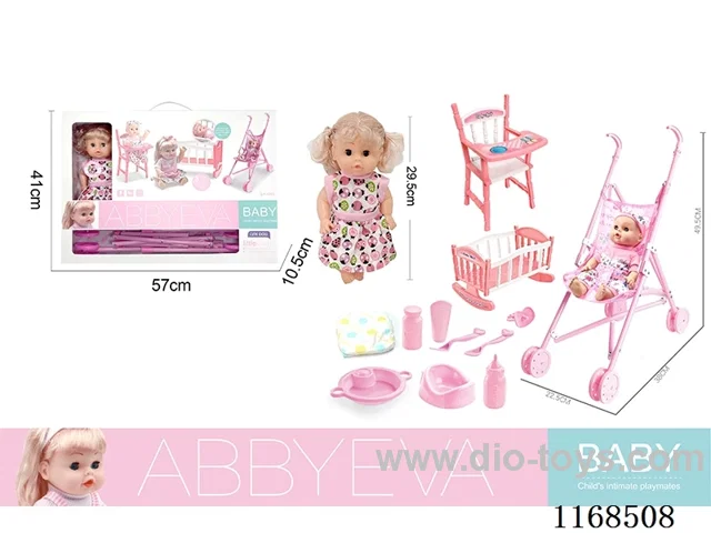 29.5cm doll with 4 IC sounds + drinking + trolley + chair + bed 12PCS(Include 3*AG13)