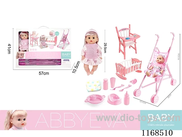 29.5cm doll with 4 IC sounds + drinking + trolley + chair + bed 12PCS(Include 3*AG13)