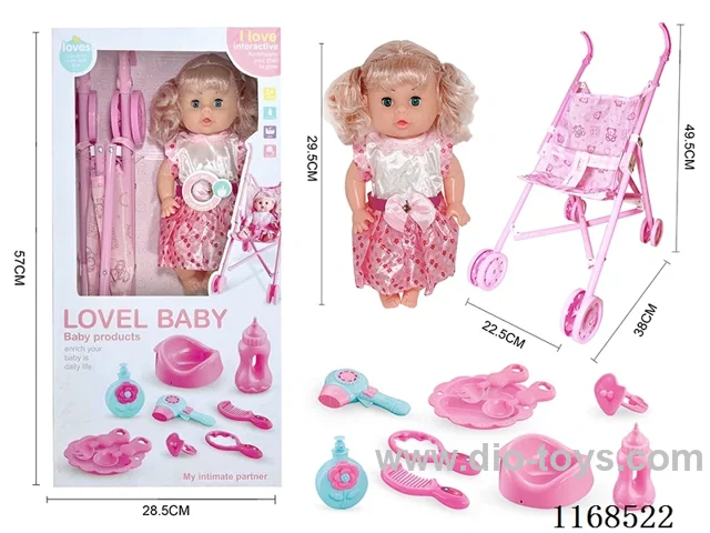 29.5cm doll + stroller + drinking and peeing + 4 IC sounds 10PCS (includes 3*AG13)