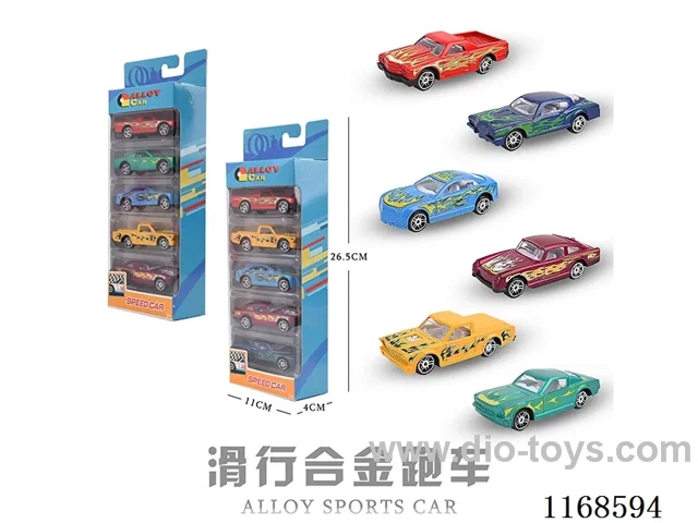 free wheel alloy car 5PCS