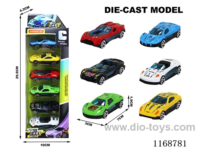 free wheel alloy cars 6PCS