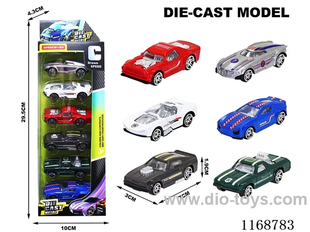 free wheel alloy cars 6PCS