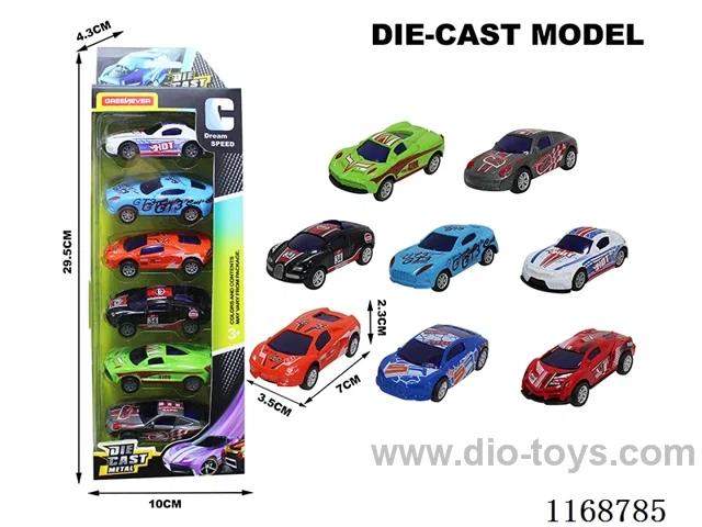 free wheel alloy cars 6PCS