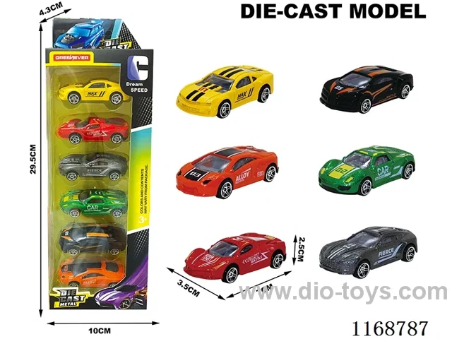 free wheel alloy cars 6PCS