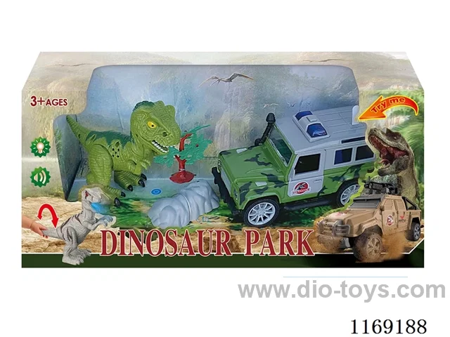 Dinosaur Set (Dinosaur and inertial car belt sound and light) (included 6*AG13)