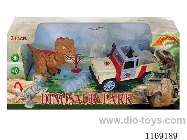 Dinosaur Set (Dinosaur and inertial car belt sound and light) (included 6*AG13)