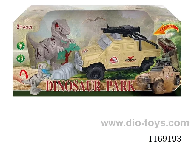 Dinosaur Set (Dinosaur and inertial car belt sound and light) (included 6*AG13)