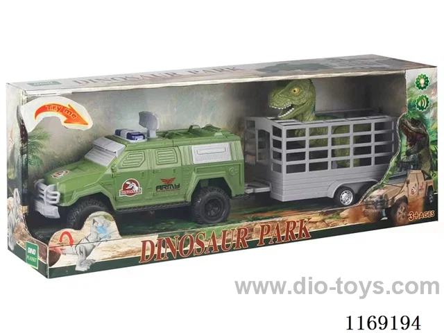 Dinosaur trailer (Dinosaur and inertial vehicle with sound and light) (included 6*AG13)