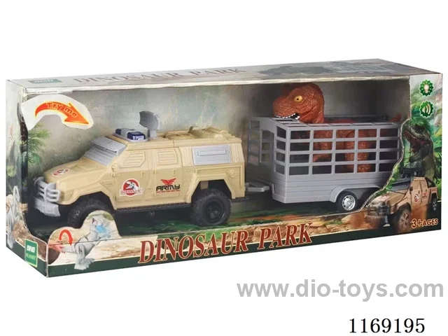 Dinosaur trailer (Dinosaur and inertial vehicle with sound and light) (included 6*AG13)