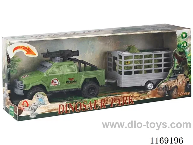 Dinosaur trailer (Dinosaur and inertial vehicle with sound and light) (included 6*AG13)