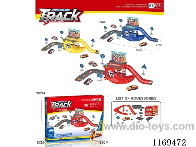 Splice track diy city metal racing car park 21PCS