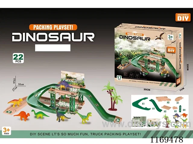 DI Dinosaur Parking lot 22PCS (6 dinosaurs and 1 tree)