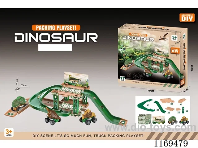 DI Dinosaur car parking lot 17PCS dinosaur car 2 random