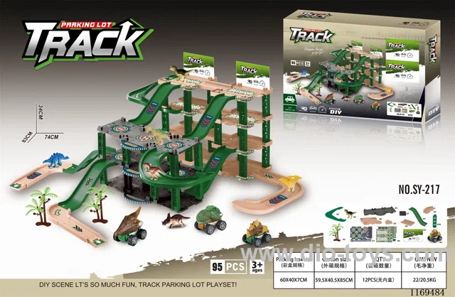 Assembled DIY dinosaur parking lot 92PCS