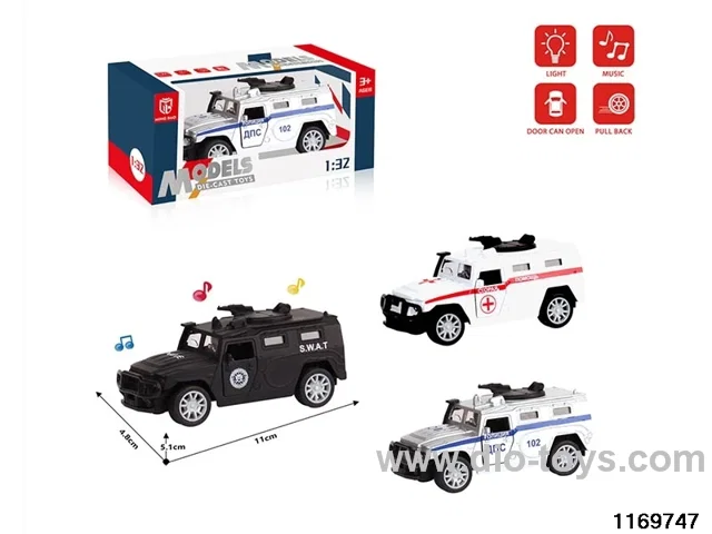 1:32 alloy pull back car W L/M