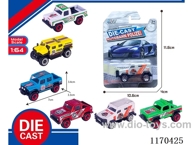6 Mixed Packs free wheel alloy car