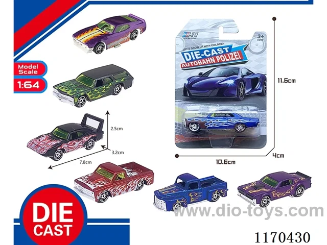 6 Mixed Packs free wheel alloy car