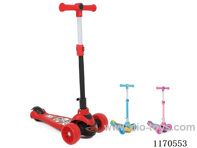 Big wheel three-wheeled scooter with lights, three-color mix