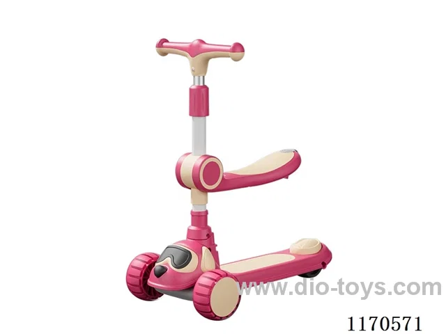 Kids foldable scooter big wheel with seat lights music