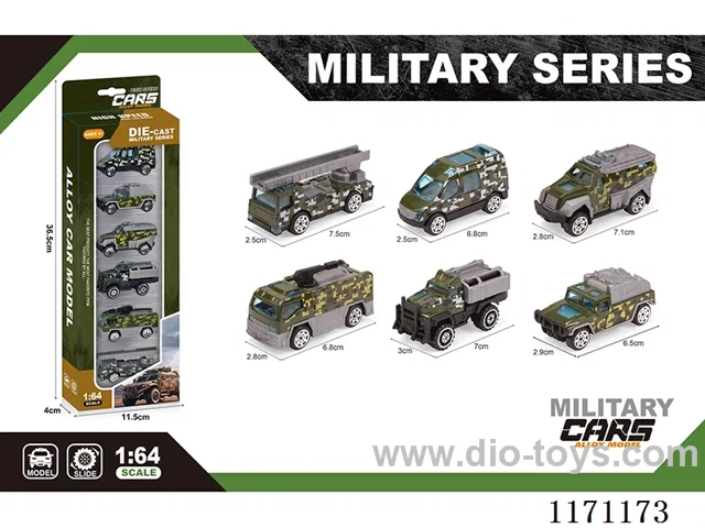 Alloy taxiing military car 6 mixed (6pcs/box)