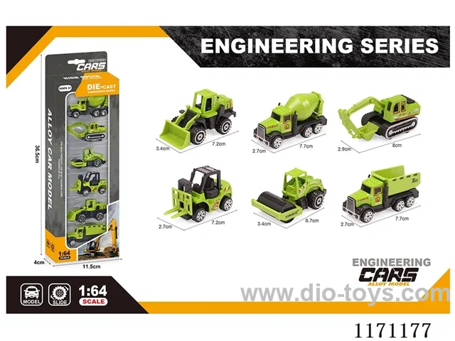Alloy Scooter Farmer Green Car 6pcs Mixed Pack