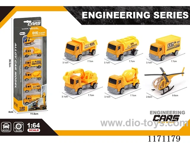 Alloy skidding short head engineering car 6 mixes