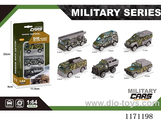 Alloy taxiing military vehicles 6 mixed (3 / box)