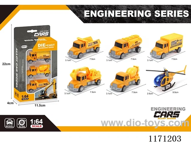 Alloy Scooter Long Head Engineering Car 6 Mixed (3pcs/box)
