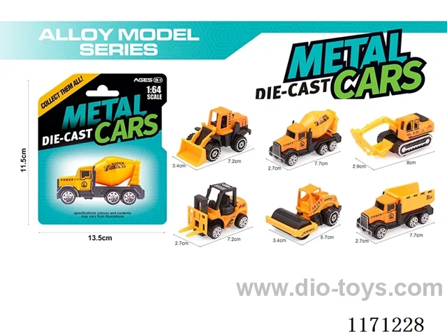 Alloy Scooter Engineering Vehicles 6 Assorted