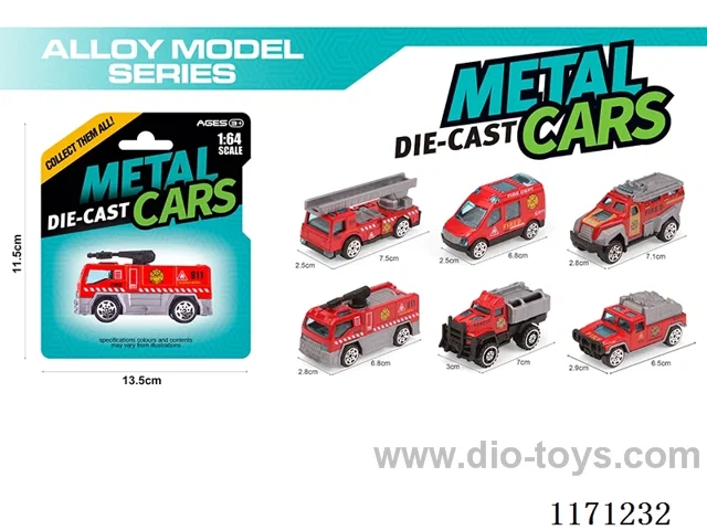 Alloy Scooter Fire Truck 6 models mixed