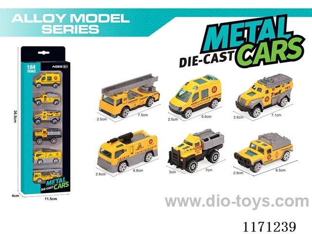 Alloy Scooter Fire Yellow Car 6 Assorted(6pcs/box)
