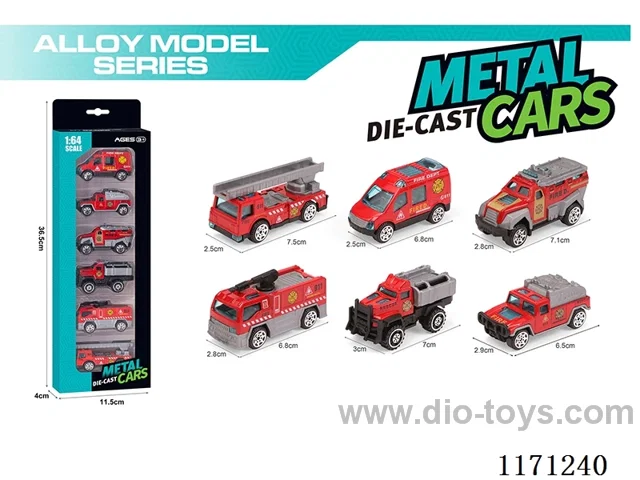 Alloy Scooter Fire Truck 6 Assorted(6pcs/box)