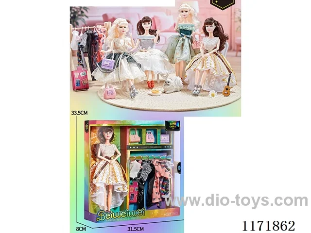 11 inch 11 joints solid body color printing eye dress Barbie + bag + clothes + accessories four models mixed