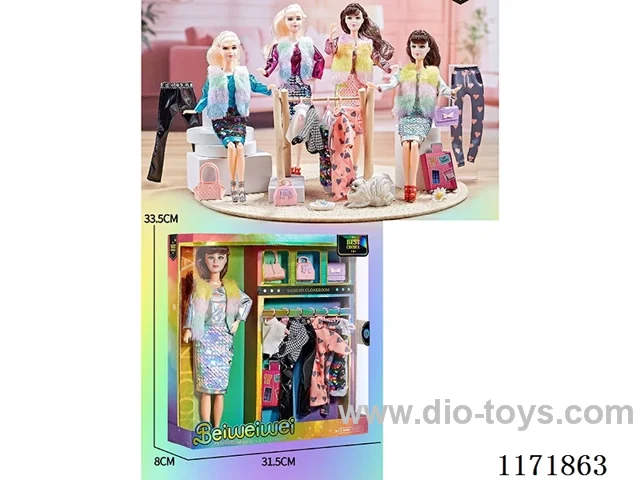 11 inch 11 joints solid color printing eyes winter Barbie + bag + clothes + accessories four mixed