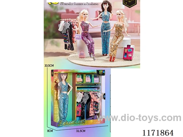 11 inch 11 joints Solid color printing eye sequins Barbie + bag + clothes + accessories three mixed
