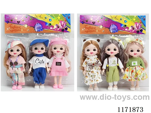 6 inch 16cm 13 joints Solid 3D real eye doll wearing headdress 3PCS Mixed 2 types