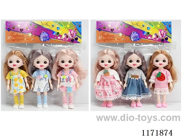 6” 16cm 13 jointed Solid 3D Real Eyes Doll 3PCS Mixed 2 types