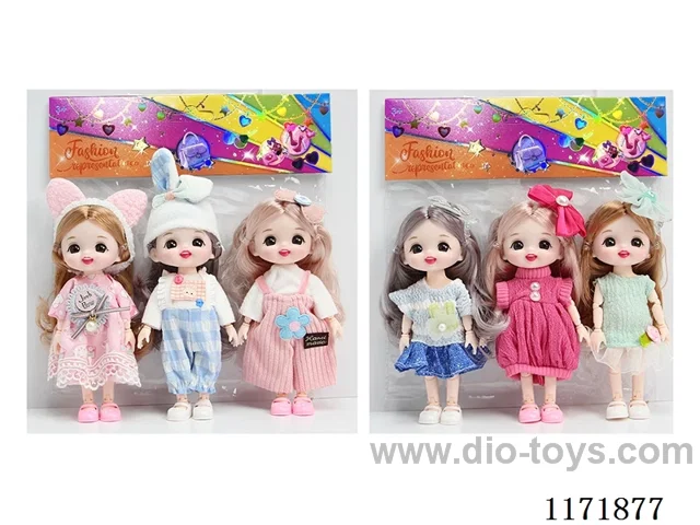 6” 16cm 13 jointed Solid 3D Real Eyes Doll Headdress 3PCS Mixed 2 types