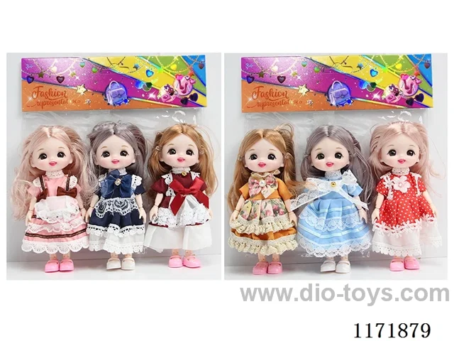 6” 16cm 13 jointed Solid 3D Real Eyes Doll 3PCS Mixed 2 types
