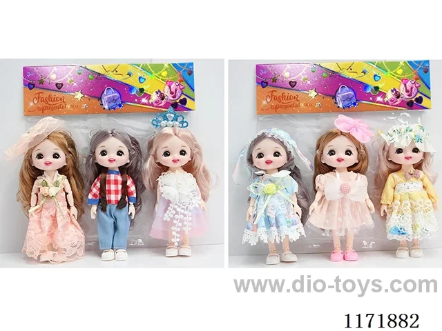 6” 16cm 13 jointed Solid 3D Real Eyes Doll Headdress 3PCS Mixed 2 types