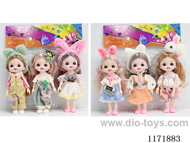 6” 16cm 13 jointed Solid 3D Real Eyes Doll Headdress 3PCS Mixed 2 types