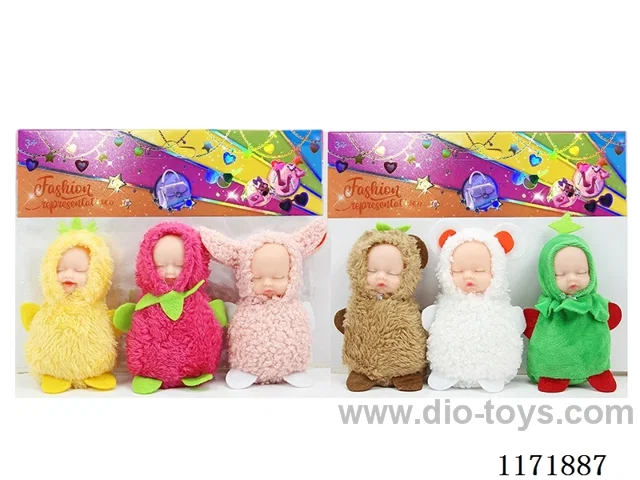 11cm cotton body enameled cuddly doll 3PCS two mixes