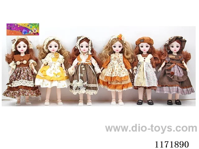 12 inch 30 cm 21 jointed solid body 3D real eye doll + hair accessories Multi-mixed