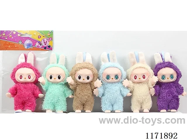 17cm Vinyl Body Color Printed Eyes Rabb doll 6 Mixed Pack