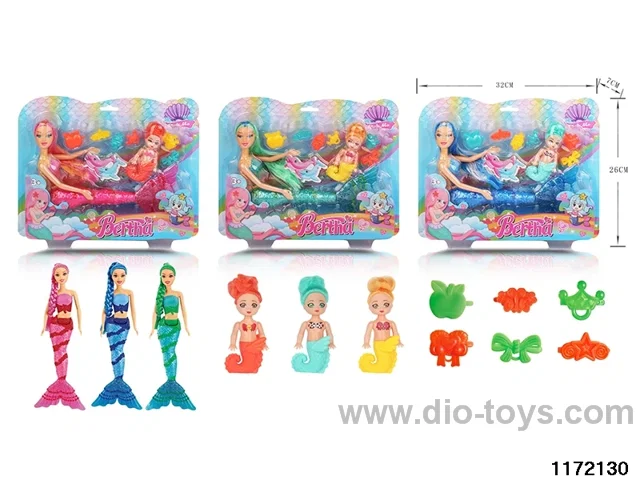 14 inch mermaid + seahorse doll